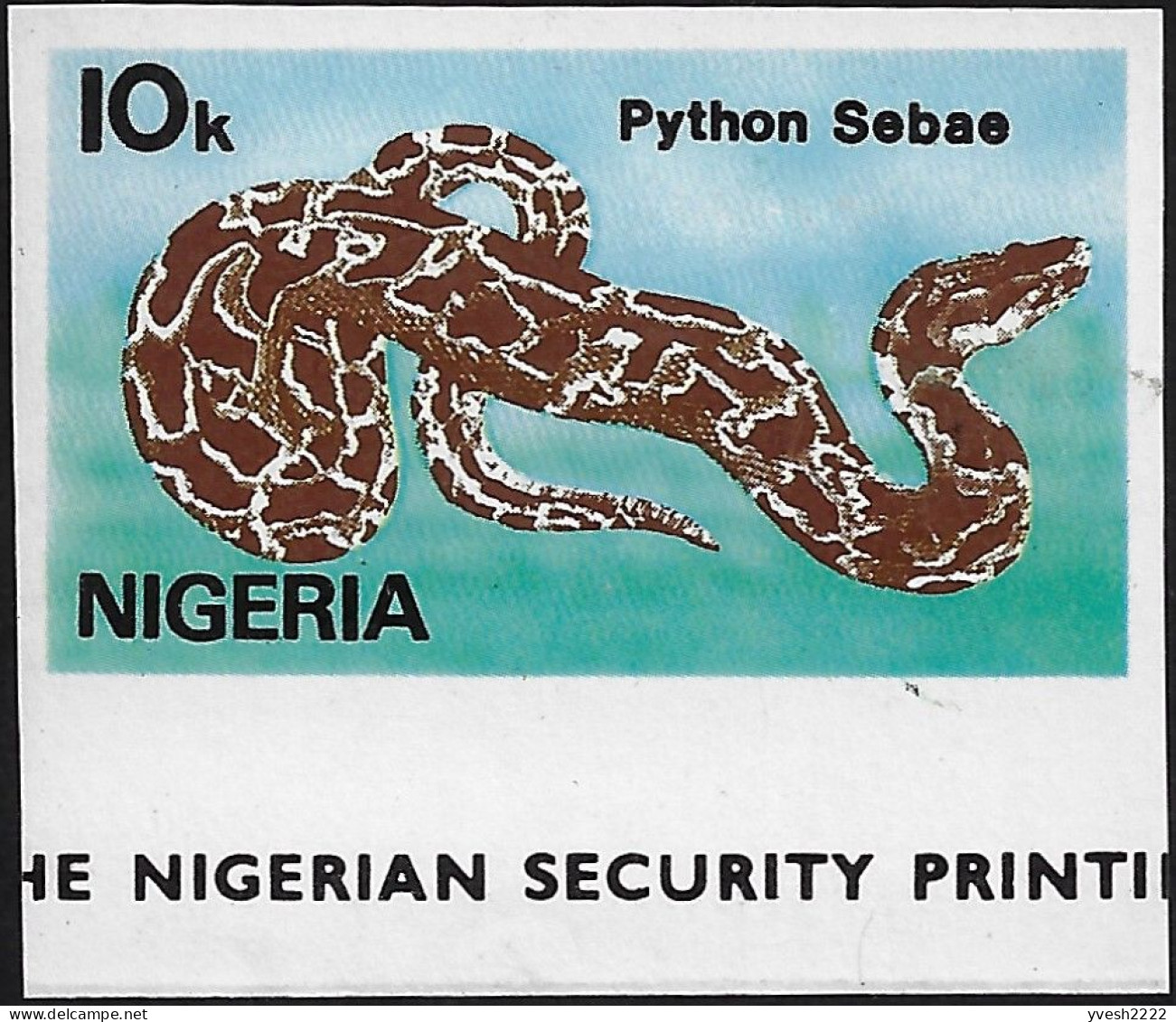 Nigeria 1986 Y&T 476 Non Dentelé. Python - Snakes