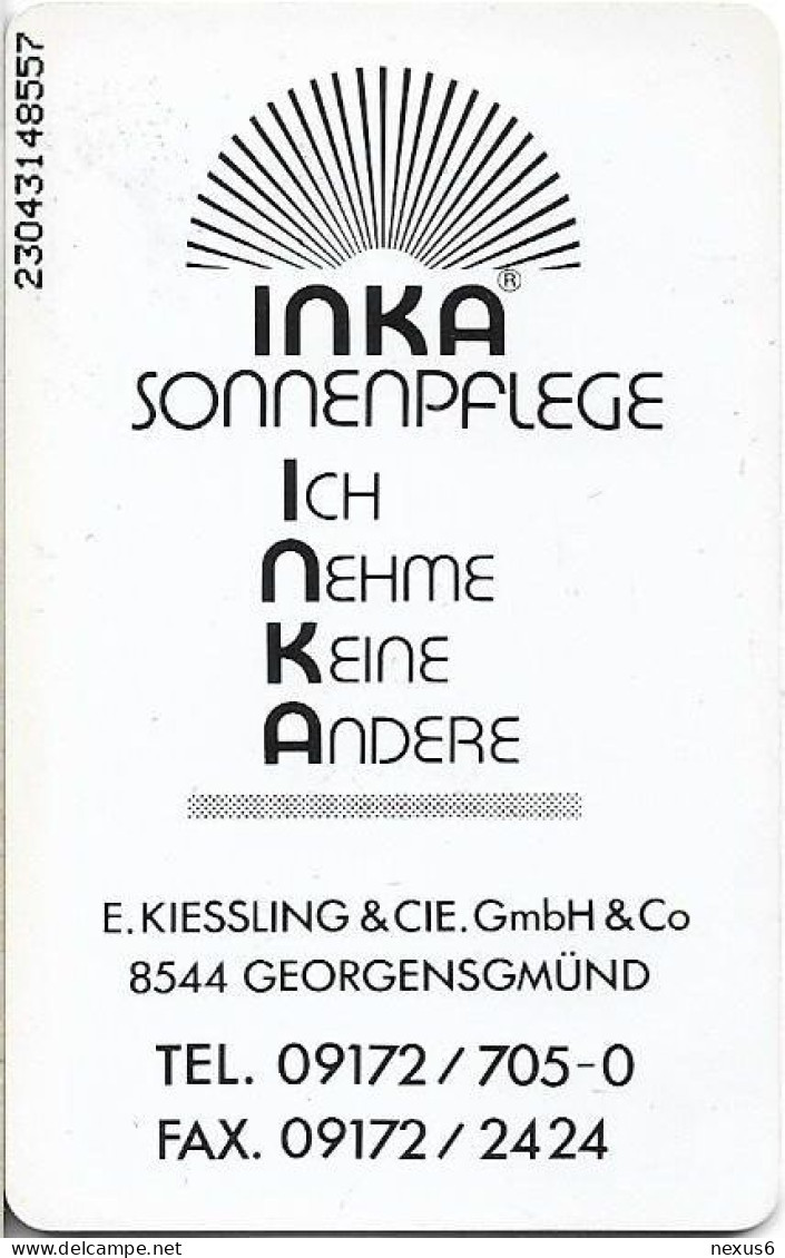 Germany - Inka Sonnenpflege - O 0721 - 04.1993, 12DM, 1.000ex, Used - O-Serie : Serie Clienti Esclusi Dal Servizio Delle Collezioni