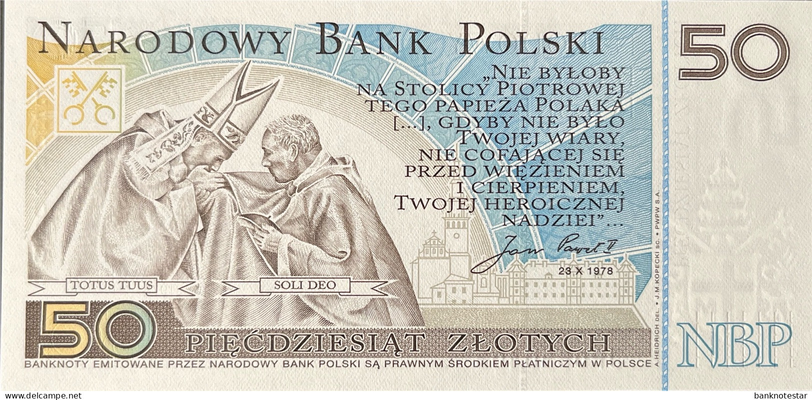 Poland 50 Zloty, P-178 (16.10.2006) - UNC - Pope John Paul II Banknote - Polen