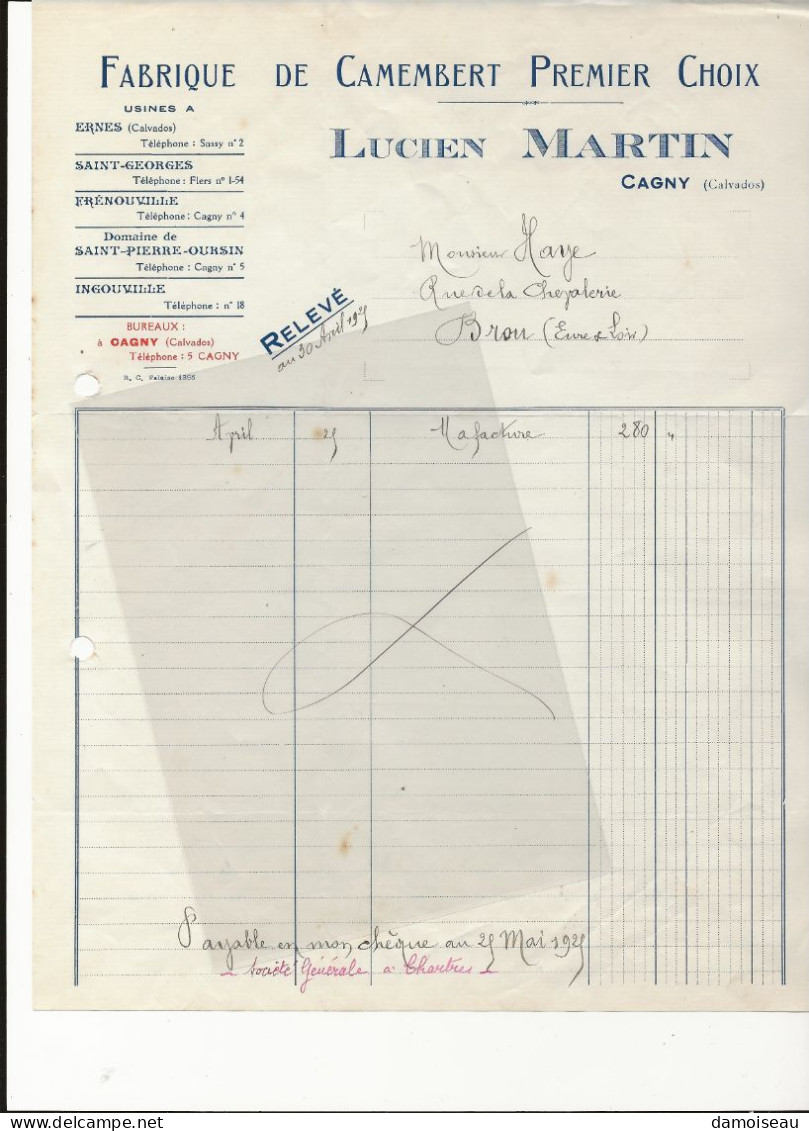 14, Cagny, Fabrique De Camembert Premier Choix. - 1900 – 1949