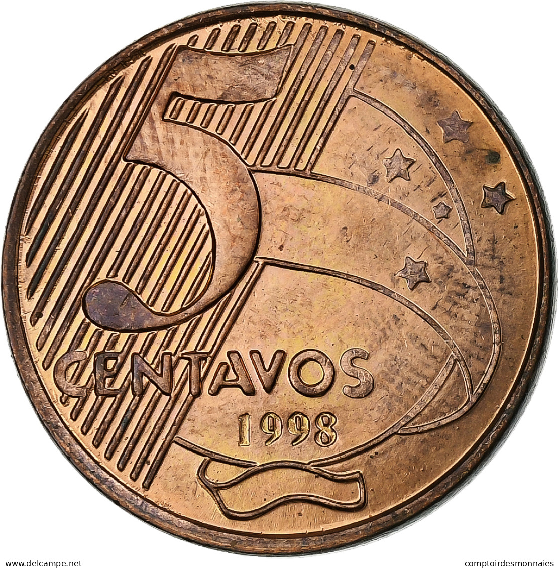 Brésil, 5 Centavos, 1998, Cuivre Plaqué Acier, TTB, KM:648 - Brésil