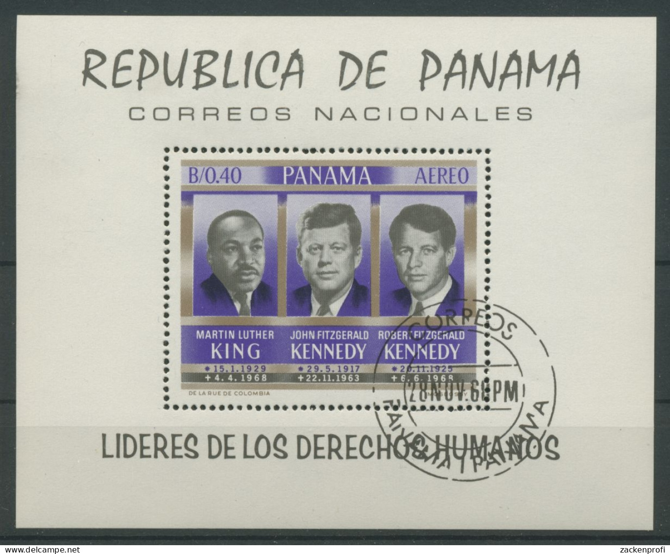 Panama 1968 Menschenrechte, King, Kennedy Block 102 Gestempelt (C22415) - Panama