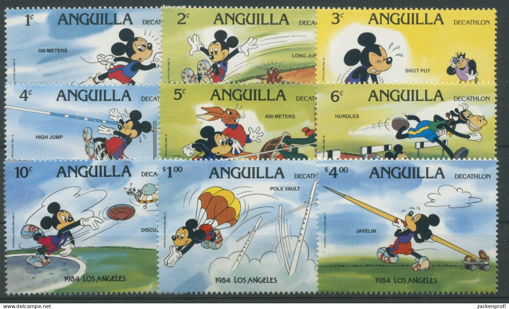 Anguilla 1984 Olympiade Los Angeles, Micky Maus 567/75 Postfrisch - Anguilla (1968-...)