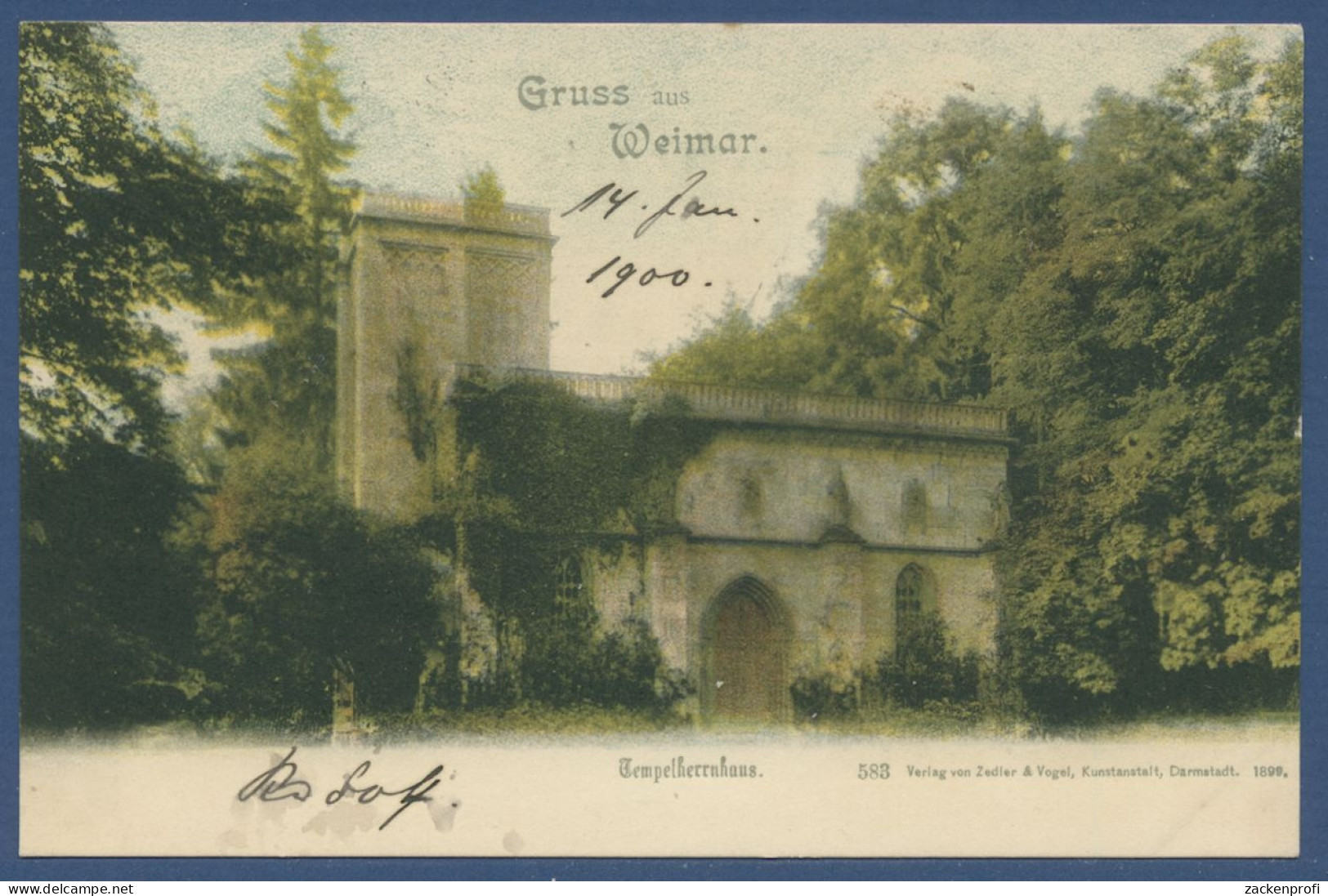 Gruss Aus Weimar Tempelherrnhaus, Gelaufen 1900 (AK1314) - Weimar