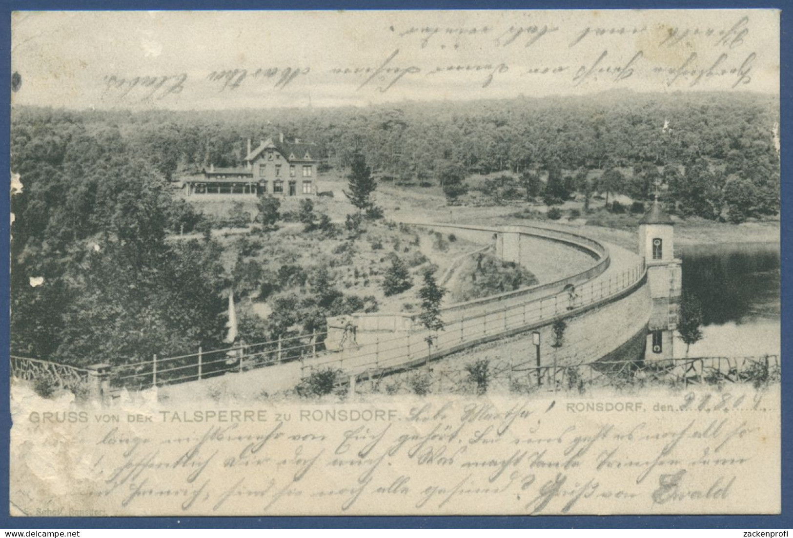 Gruss Von Der Talsperre Zu Ronsdorf Hugo Lücke, Gelaufen 1904 Mängel (AK1268) - Wuppertal