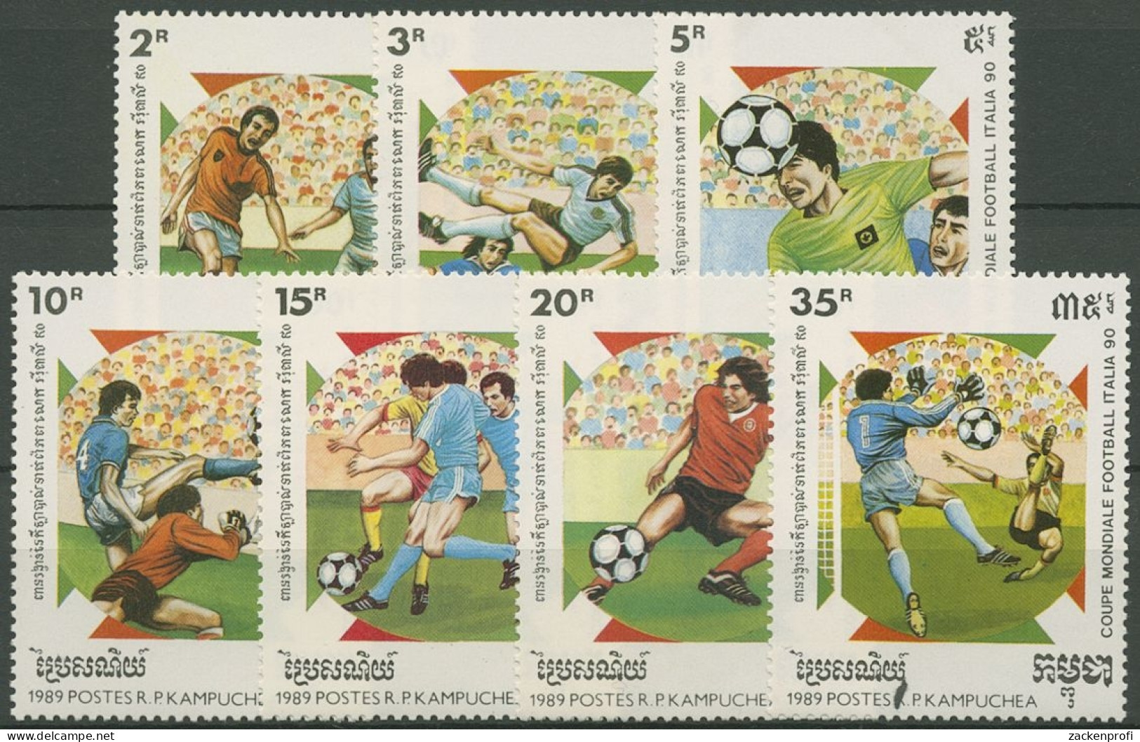 Kambodscha 1989 Fußball-WM Italien: Spielszenen 999/1005 Postfrisch - Cambodja