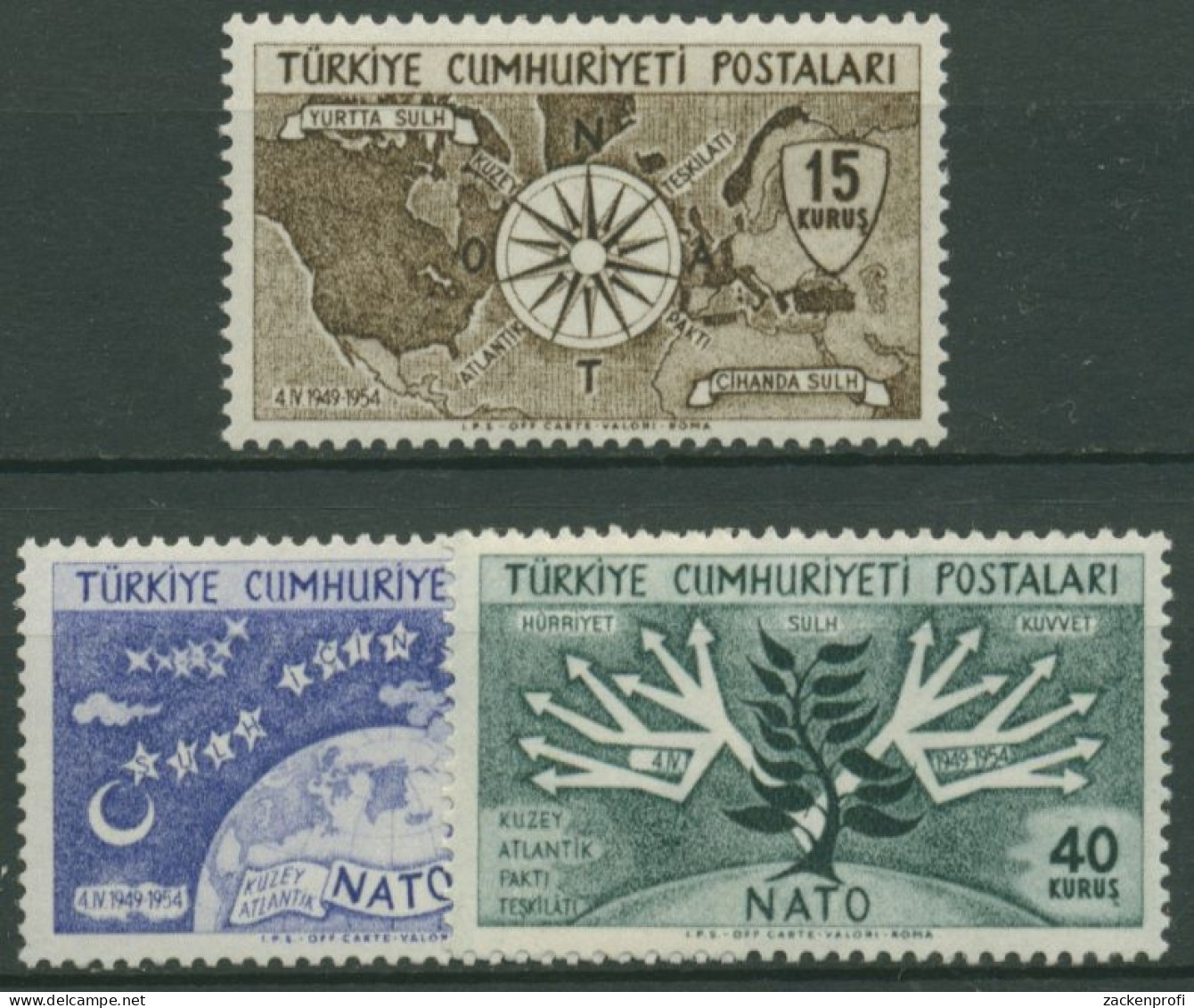 Türkei 1954 5 Jahre Nationalpakt (NATO) 1388/90 Postfrisch - Neufs