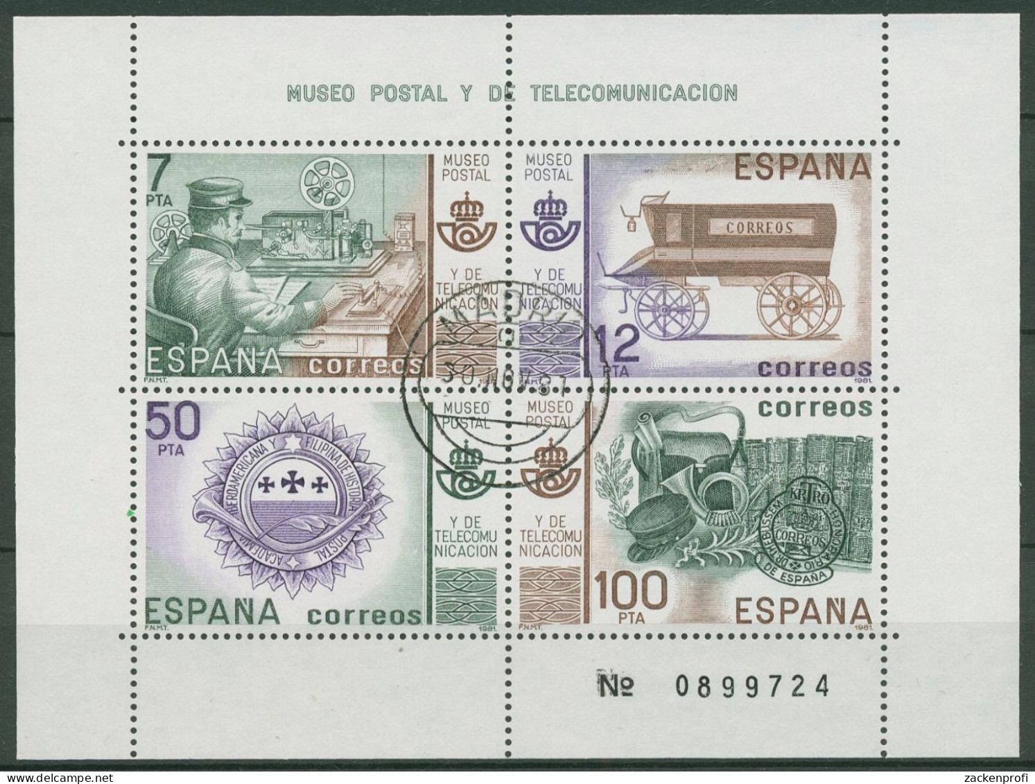 Spanien 1981 Post-u.Fernmeldewesen Block 24 Gestempelt (C91699) - Blocks & Kleinbögen