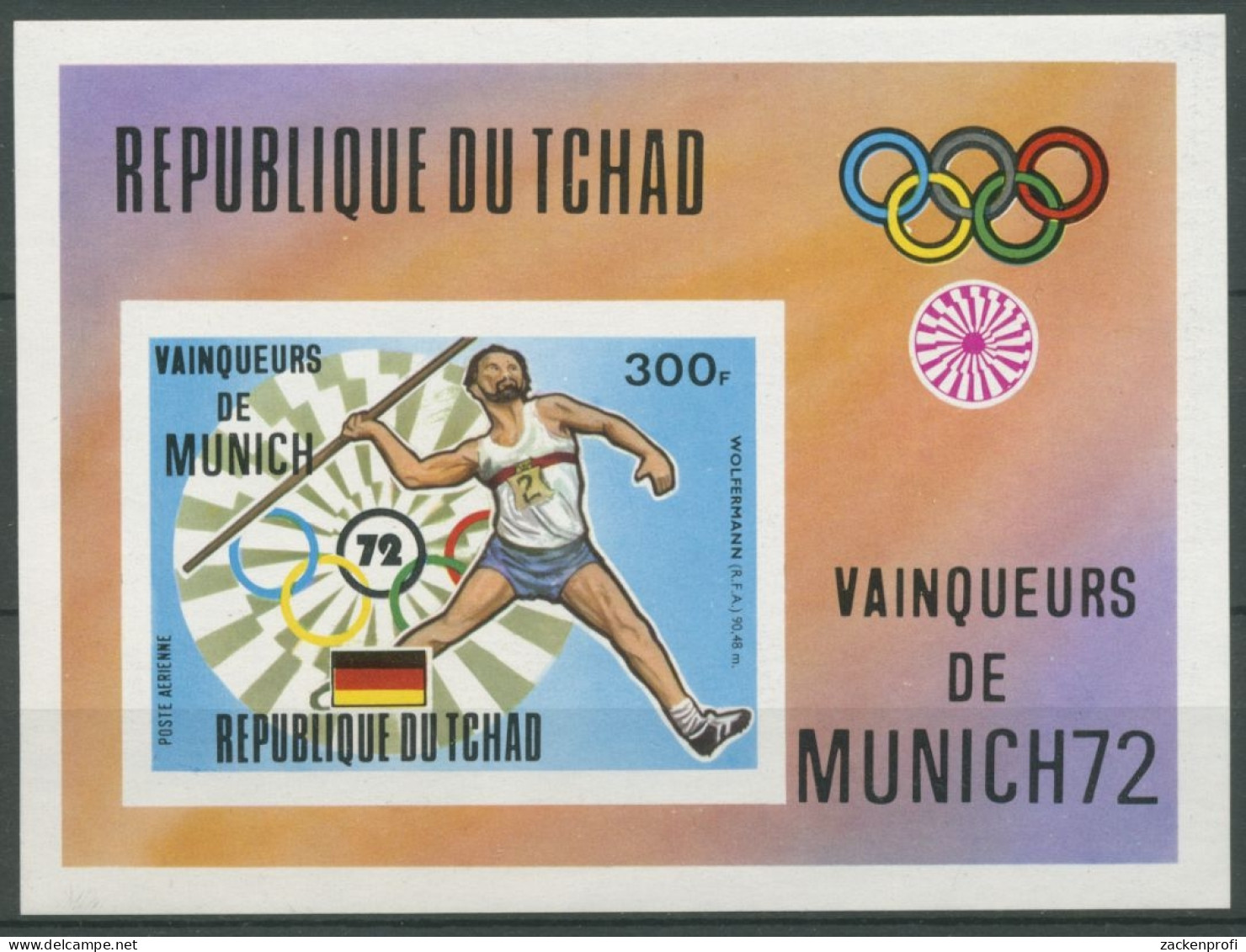 Tschad 1972 Olympiasieger München Wolfermann Block 54 B Postfrisch (C28063) - Chad (1960-...)