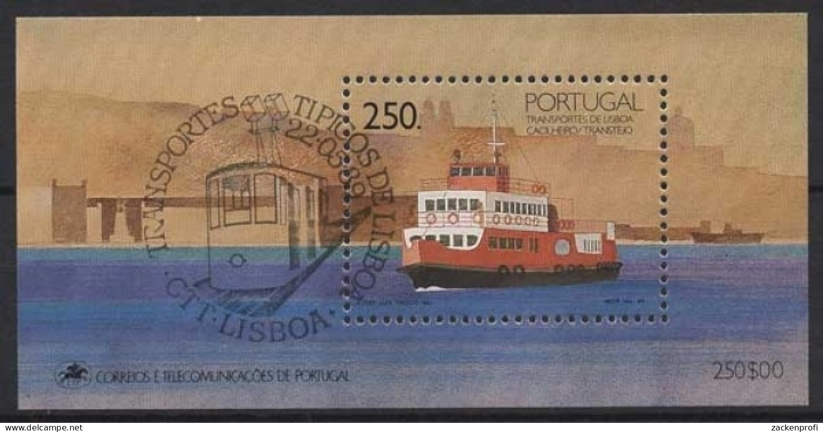 Portugal 1989 Transportmittel Fährschiff Block 65 Gestempelt (C91101) - Hojas Bloque