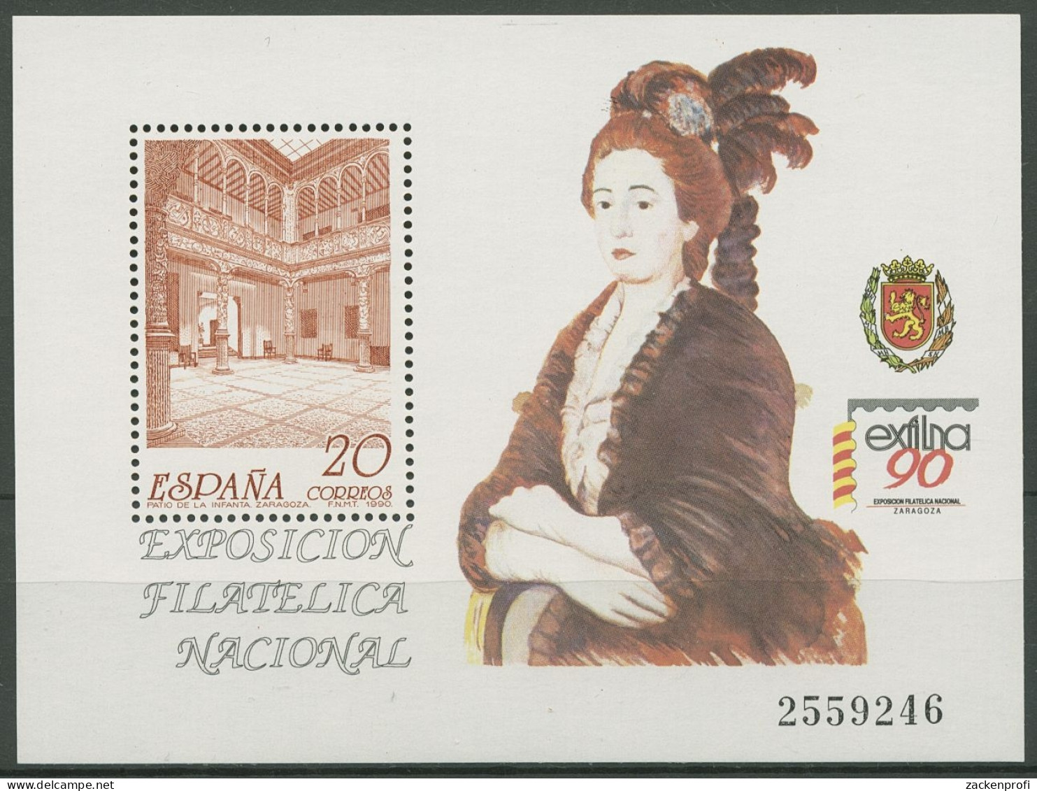 Spanien 1990 EXFILNA'90 Zaporta Saragossa Block 36 Postfrisch (C91675) - Blocs & Feuillets