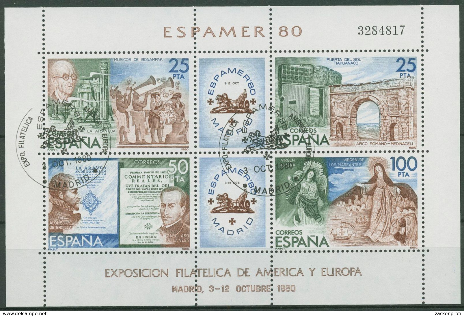 Spanien 1980 ESPAMER'80 Madrid Künste Block 21 Gestempelt (C91706) - Blocs & Feuillets