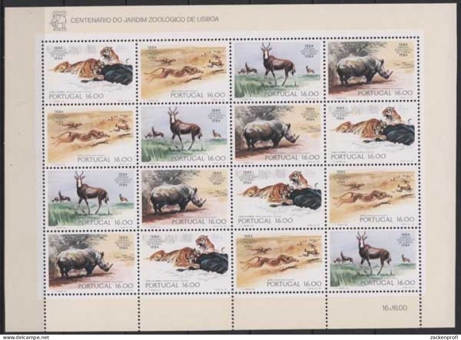 Portugal 1984 Tiere Zoo Lissabon 1617/20 ZD-Bogen Postfrisch (C91298) - Blokken & Velletjes