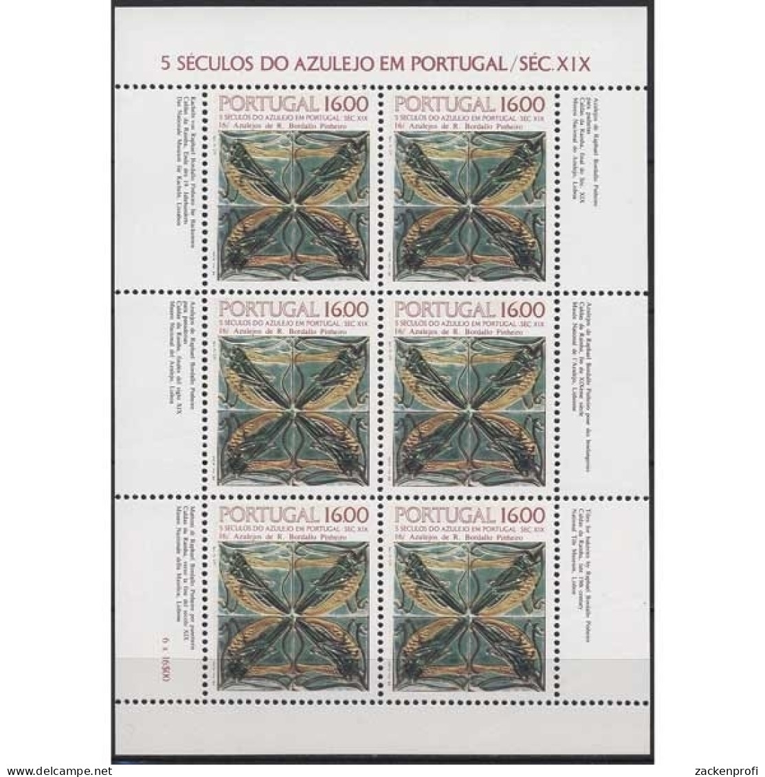 Portugal 1984 500 Jahre Azulejos Kleinbogen 1644 K Postfrisch (C91240) - Blokken & Velletjes