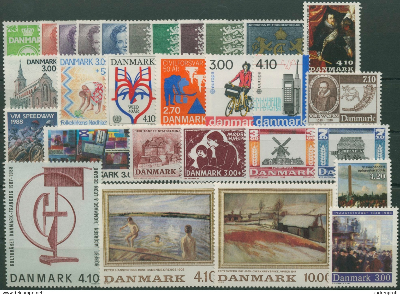 Dänemark 1988 Jahrgang Komplett Postfrisch (G96492) - Volledig Jaar