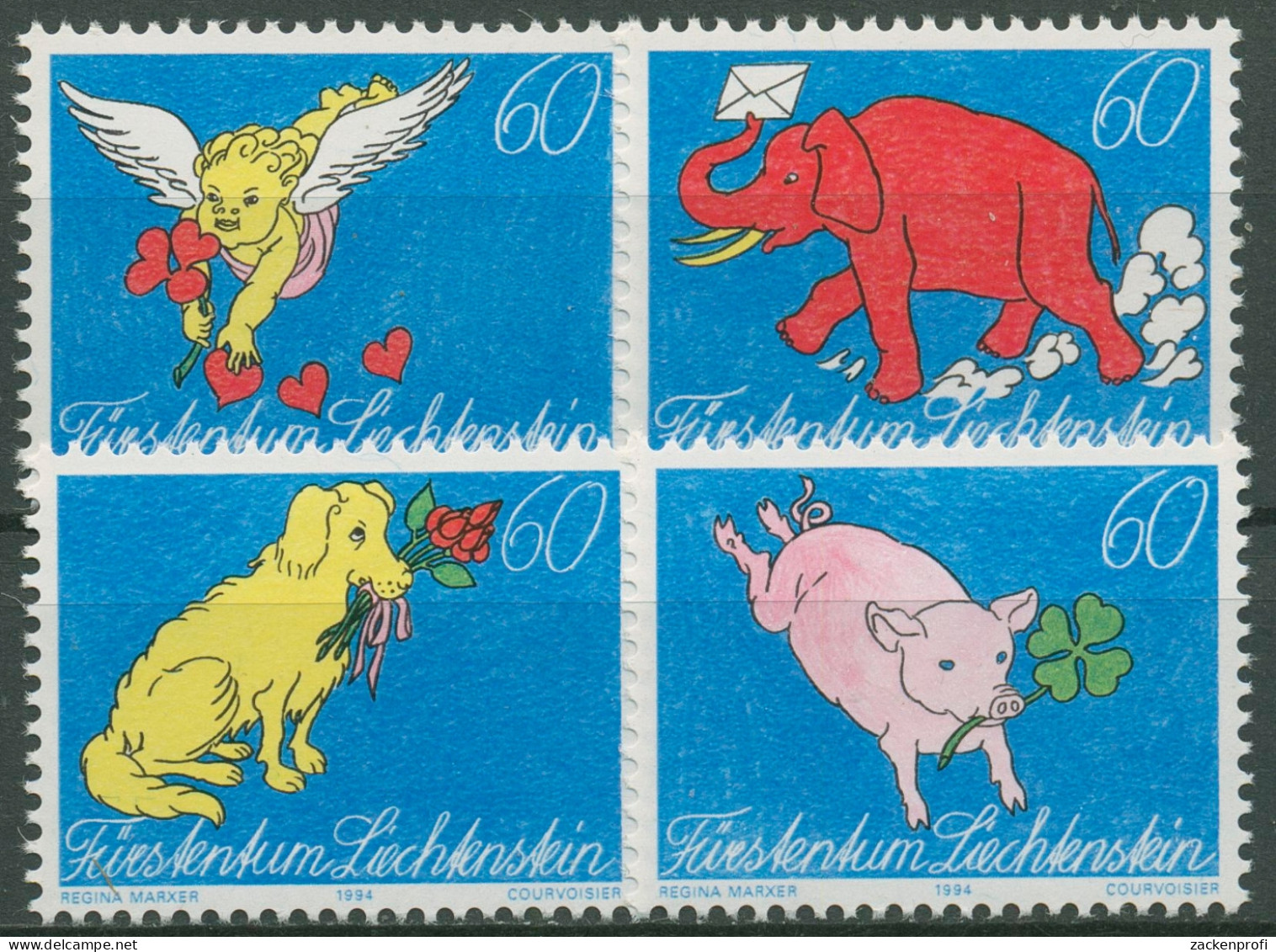 Liechtenstein 1994 Grußmarken Zeichnungen 1085/88 Postfrisch - Ungebraucht