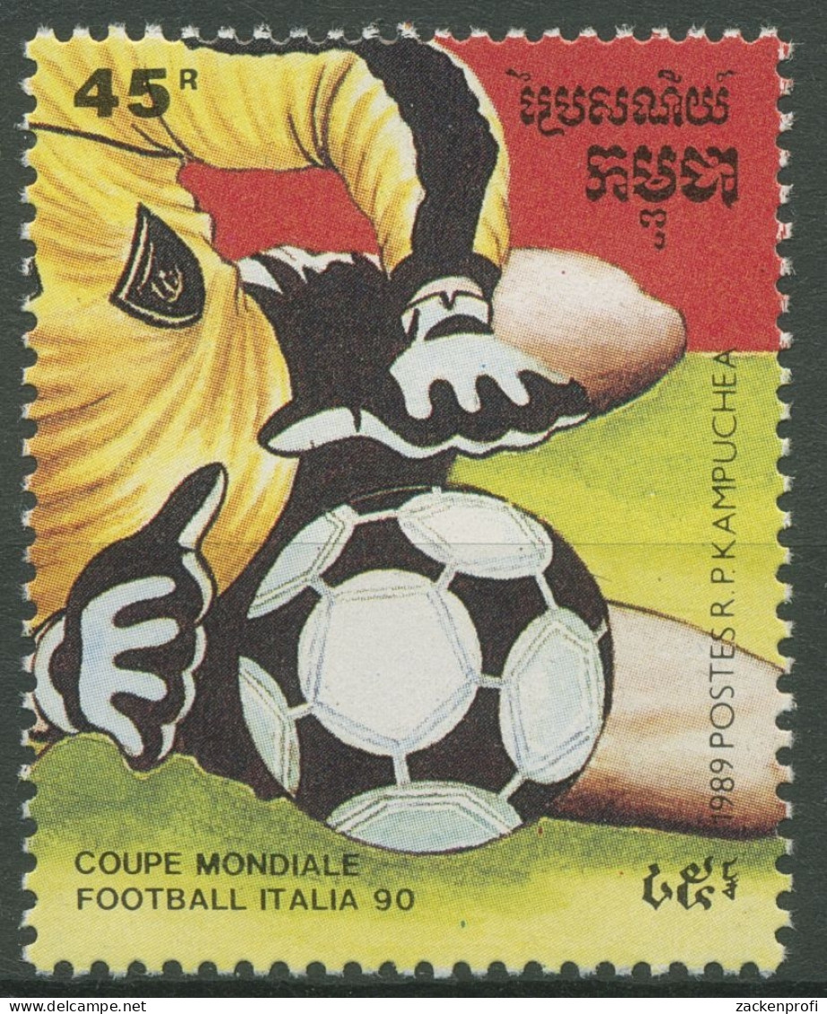 Kambodscha 1990 Fußball-WM Italien, Einzelmarke Aus Block 171 1096 Postfrisch - Cambodja