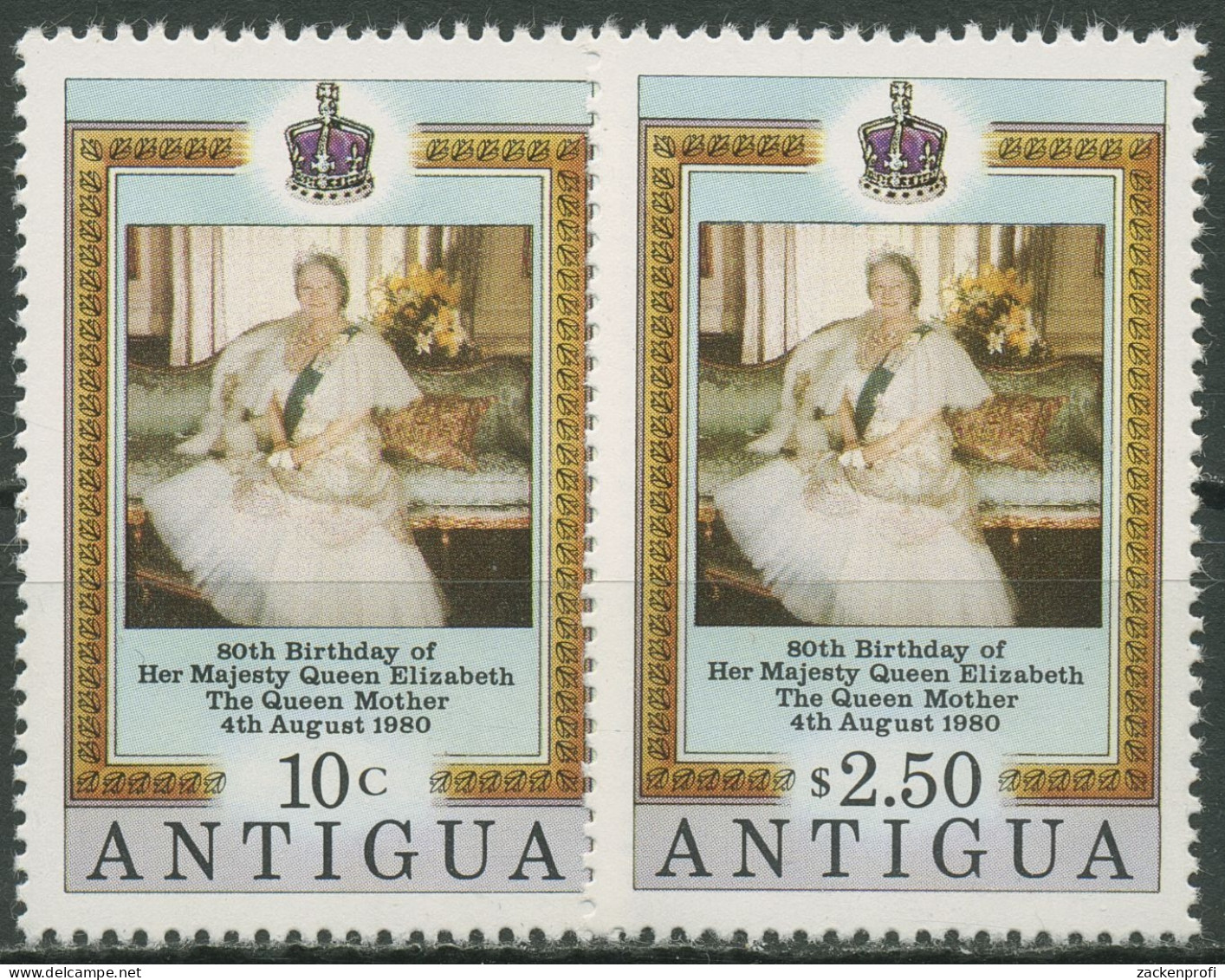 Antigua 1980 Königinmutter Elisabeth 80. Geburtstag 589/90 Postfrisch - 1960-1981 Autonomía Interna