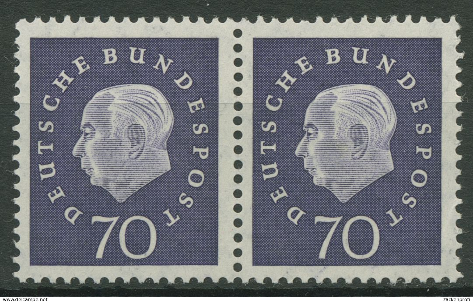 Bund 1959 Heuss Medaillon Bogenmarken 306 Waagerechtes Paar Postfrisch - Neufs