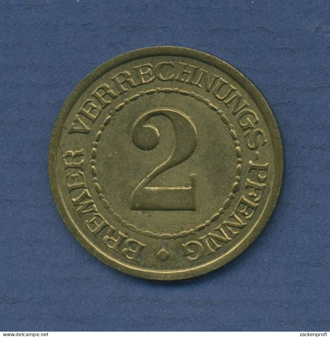 Bremen 2 Verrechnungs-Pfennig 1924, J N43 Messing, Vz (m6246) - Autres & Non Classés