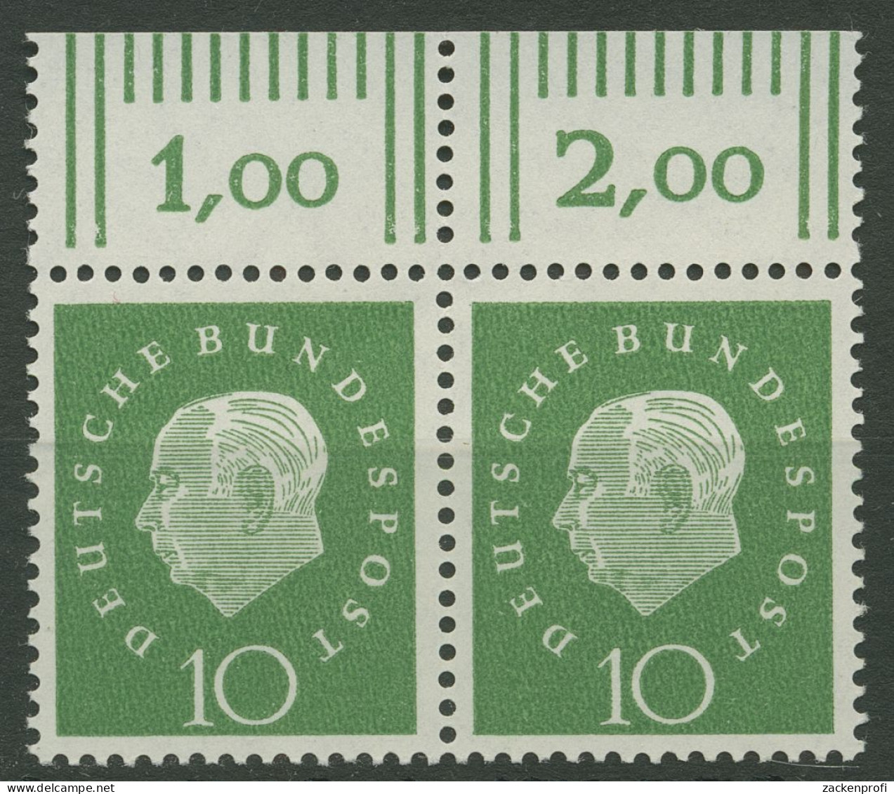 Bund 1959 Heuss Medaillon Bogenmarken 303 Waag. Paar OR Postfrisch - Neufs