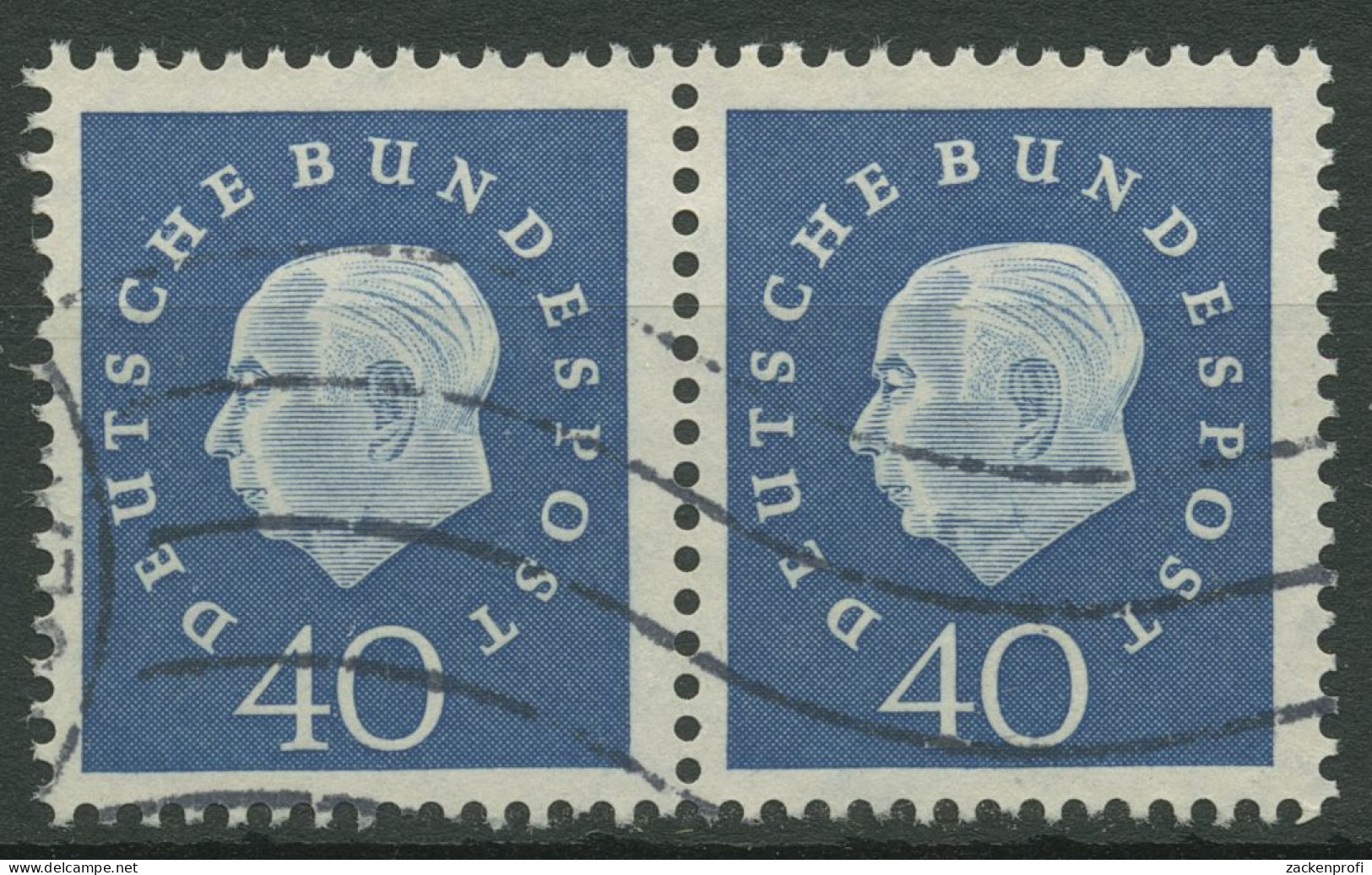 Bund 1959 Heuss Medaillon Bogenmarken 305 Waagerechtes Paar Gestempelt - Gebraucht
