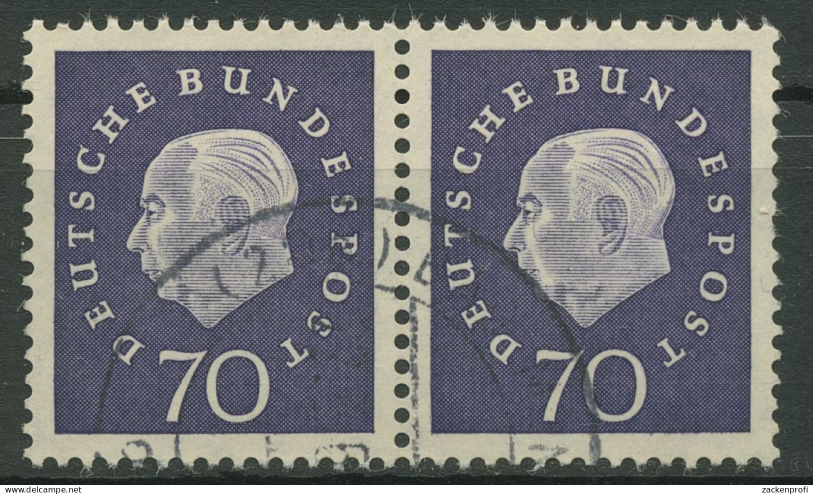 Bund 1959 Heuss Medaillon Bogenmarken 306 Waagerechtes Paar Gestempelt - Used Stamps