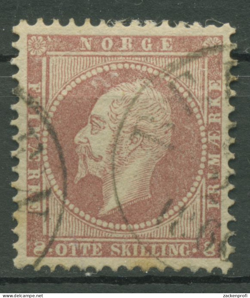 Norwegen 1856/57 König Oskar I. 8 Skilling 5 Gestempelt, Kleine Fehler - Usados