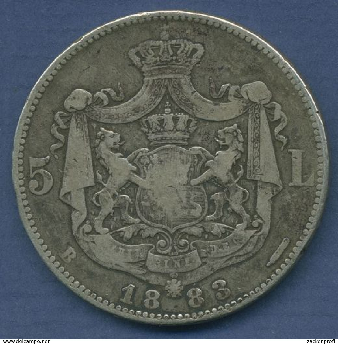Rumänien 5 Lei 1883 B, Carol I., KM 17.1 Schön - Sehr Schön (m3937) - Rumania