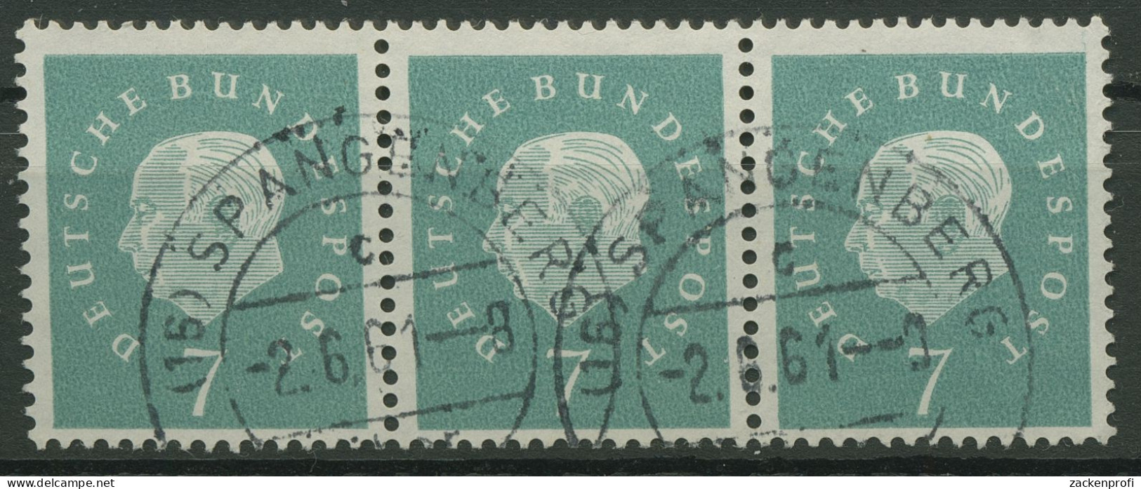 Bund 1959 Heuss Medaillon Bogenmarken 302 3er-Streifen Gestempelt - Used Stamps