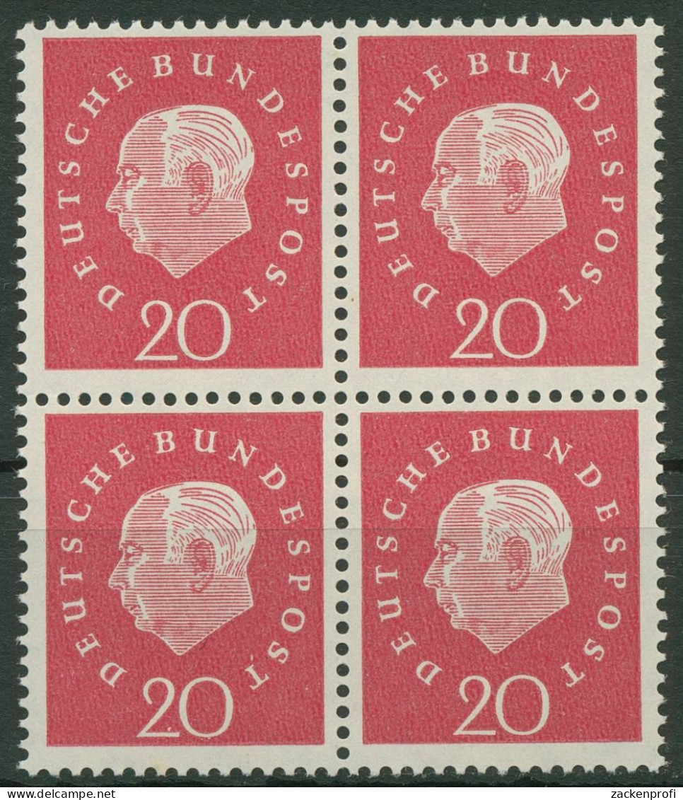 Bund 1959 Heuss Medaillon Bogenmarken 304 4er-Block Postfrisch - Ungebraucht