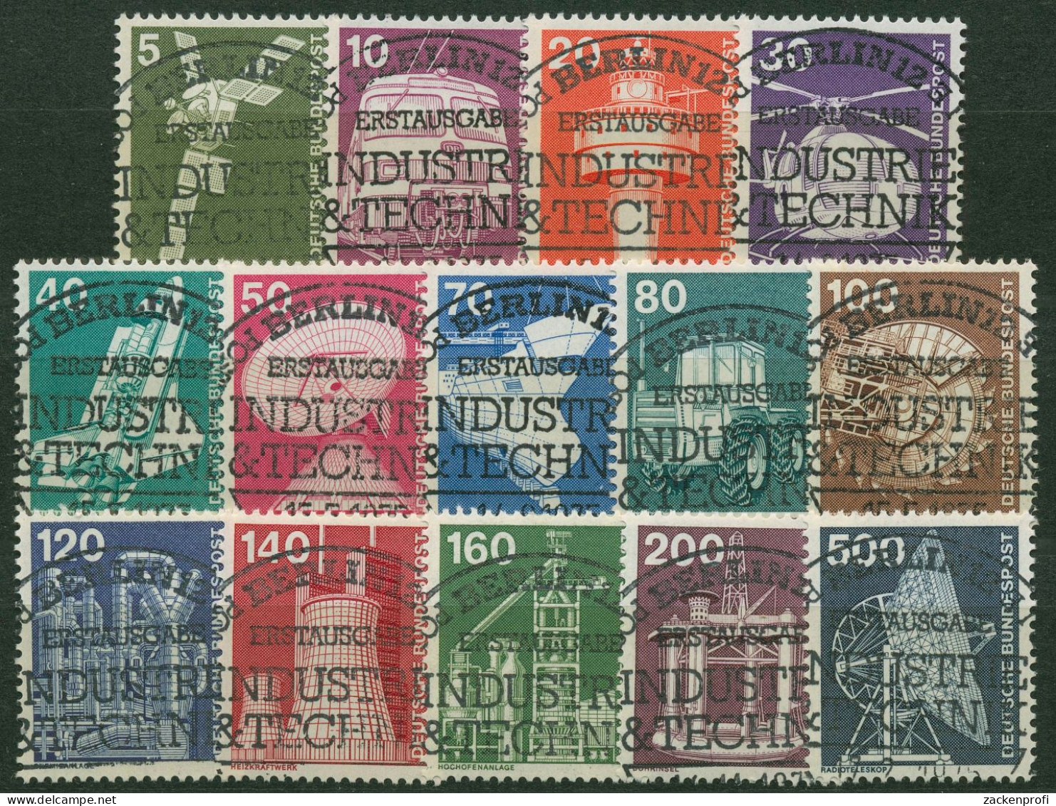 Bund 1975 Industrie Und Technik Mit Ersttagssonderstempel 846/59 Mit TOP-ESST - Gebruikt