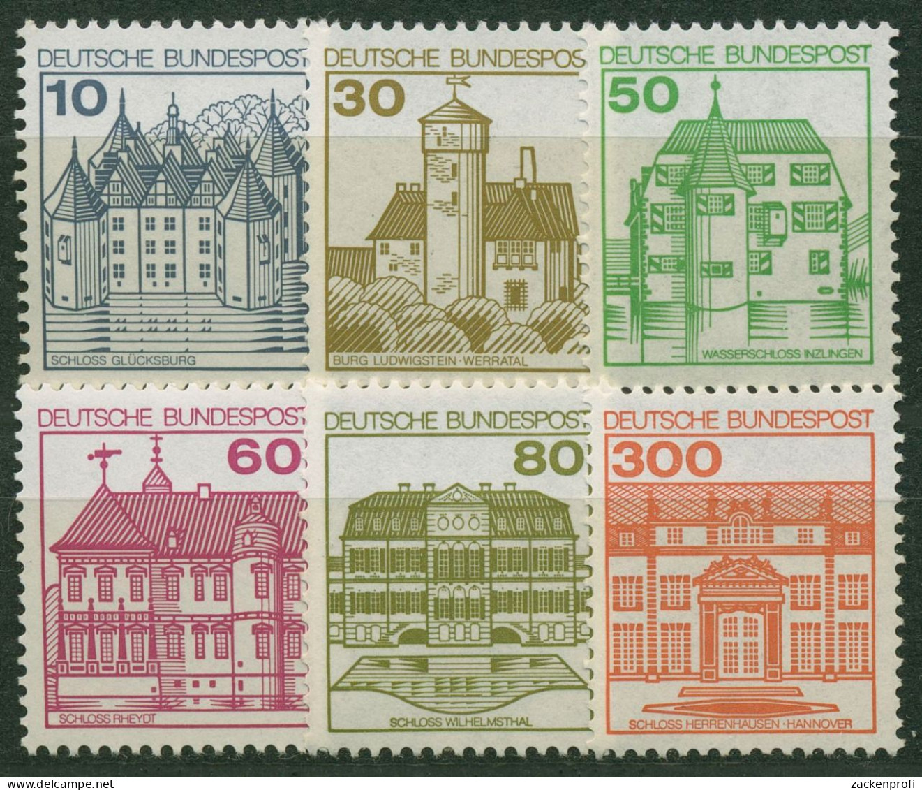 Bund 1977/87 Burgen/Schlösser LETTERSET 6 Werte Komplett 913/1143 Postfrisch - Unused Stamps