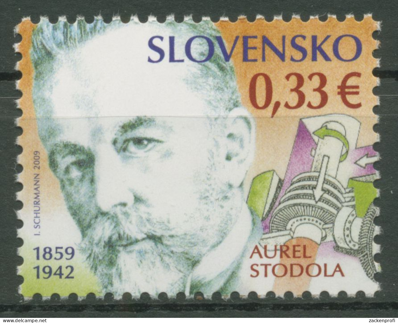 Slowakei 2009 Persönlichkeiten Erfinder Aurel Stodola Turbine 612 Postfrisch - Unused Stamps