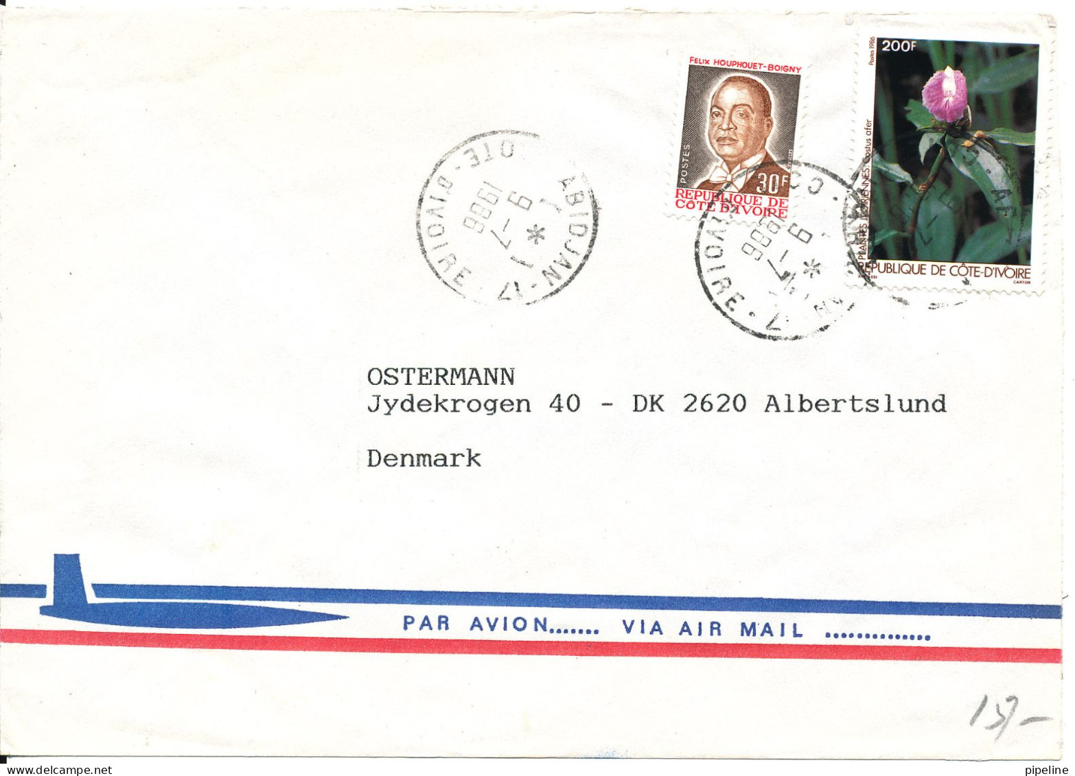Ivory Coast Air Mail Cover Sent To Denmark 9-7-1986 - Côte D'Ivoire (1960-...)