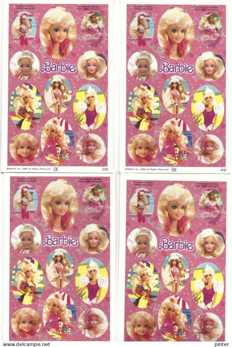 BARBIE -  Lot De 4 Cartes Postales - Autocollants - Comicfiguren