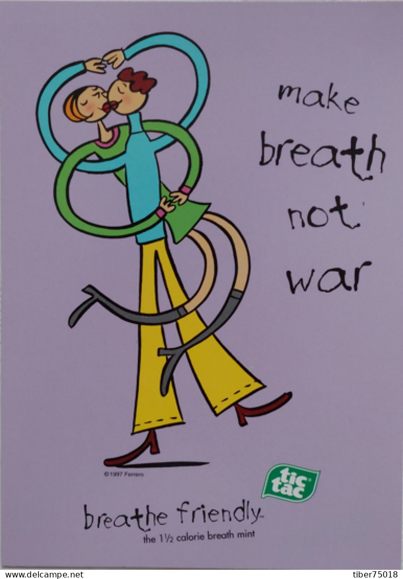 Carte Postale (Tower Records) Tic Tac (breathe Friendly) Make Breath Not War (illustration : Ferrerro) - Publicité