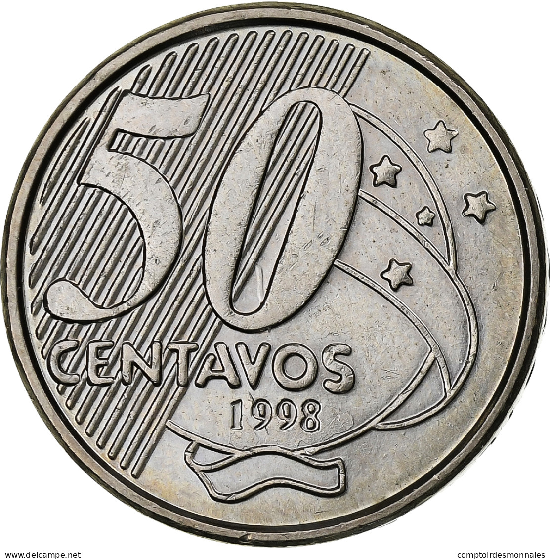 Brésil, 50 Centavos, 1998, Acier Inoxydable, TTB, KM:651a - Brasilien