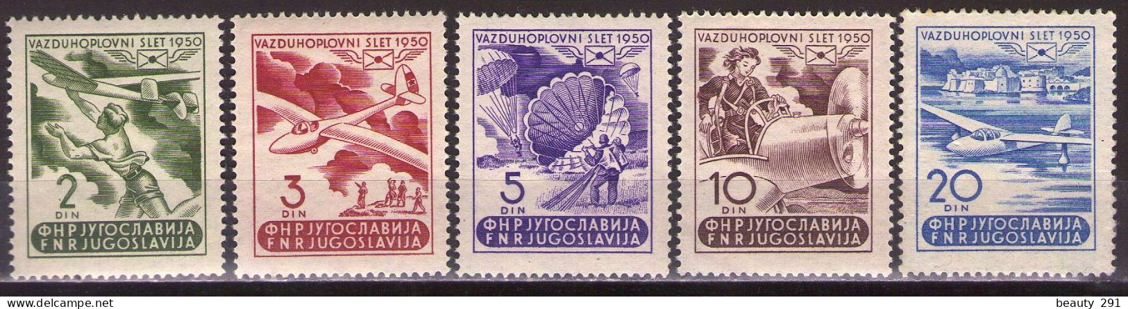 Yugoslavia 1950 - Aviation Rally In Ruma - Mi 611-615 - MNH**VF - Ongebruikt