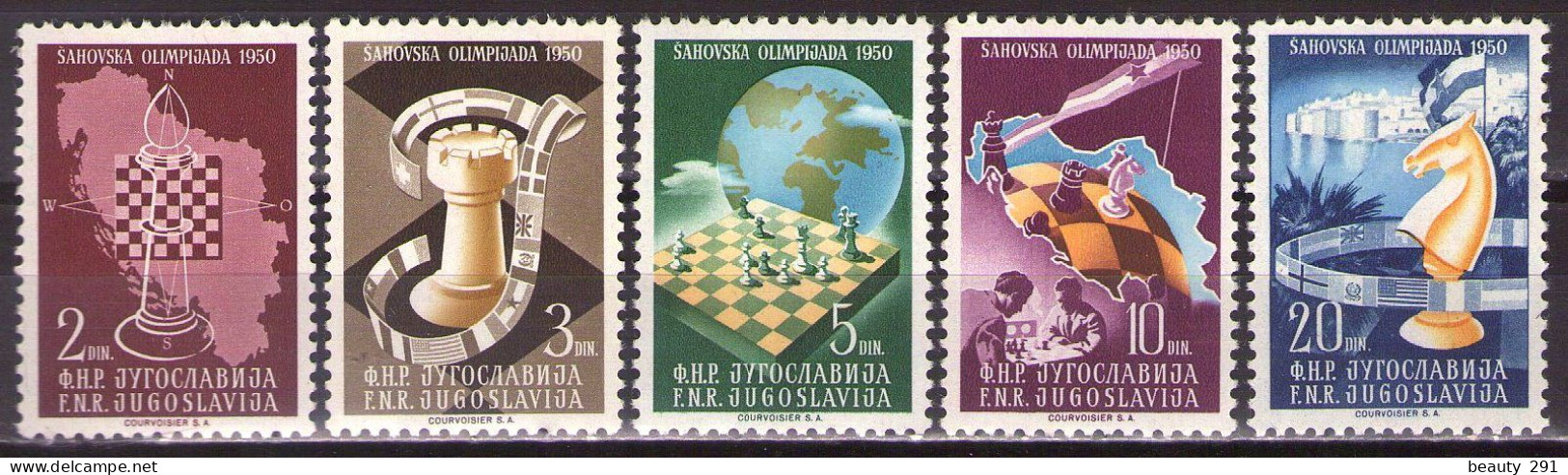 Yugoslavia 1950 - Chess Olympiad In Dubrovnik - Mi 616-620 - MNH**VF - Ongebruikt