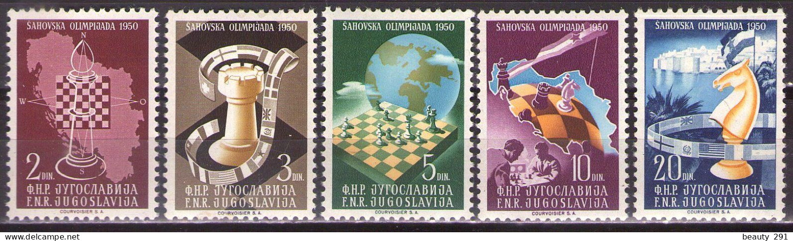 Yugoslavia 1950 - Chess Olympiad In Dubrovnik - Mi 616-620 - MNH**VF - Ungebraucht