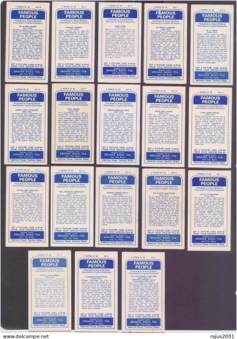 Complete Set Of 50 Most Famous Men & Women Personalities, Famous People, Originally Issued With BROOKE BOND TEA Card - Freimaurerei