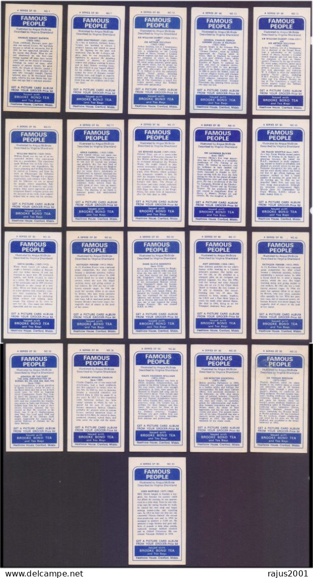 Complete Set Of 50 Most Famous Men & Women Personalities, Famous People, Originally Issued With BROOKE BOND TEA Card - Freemasonry