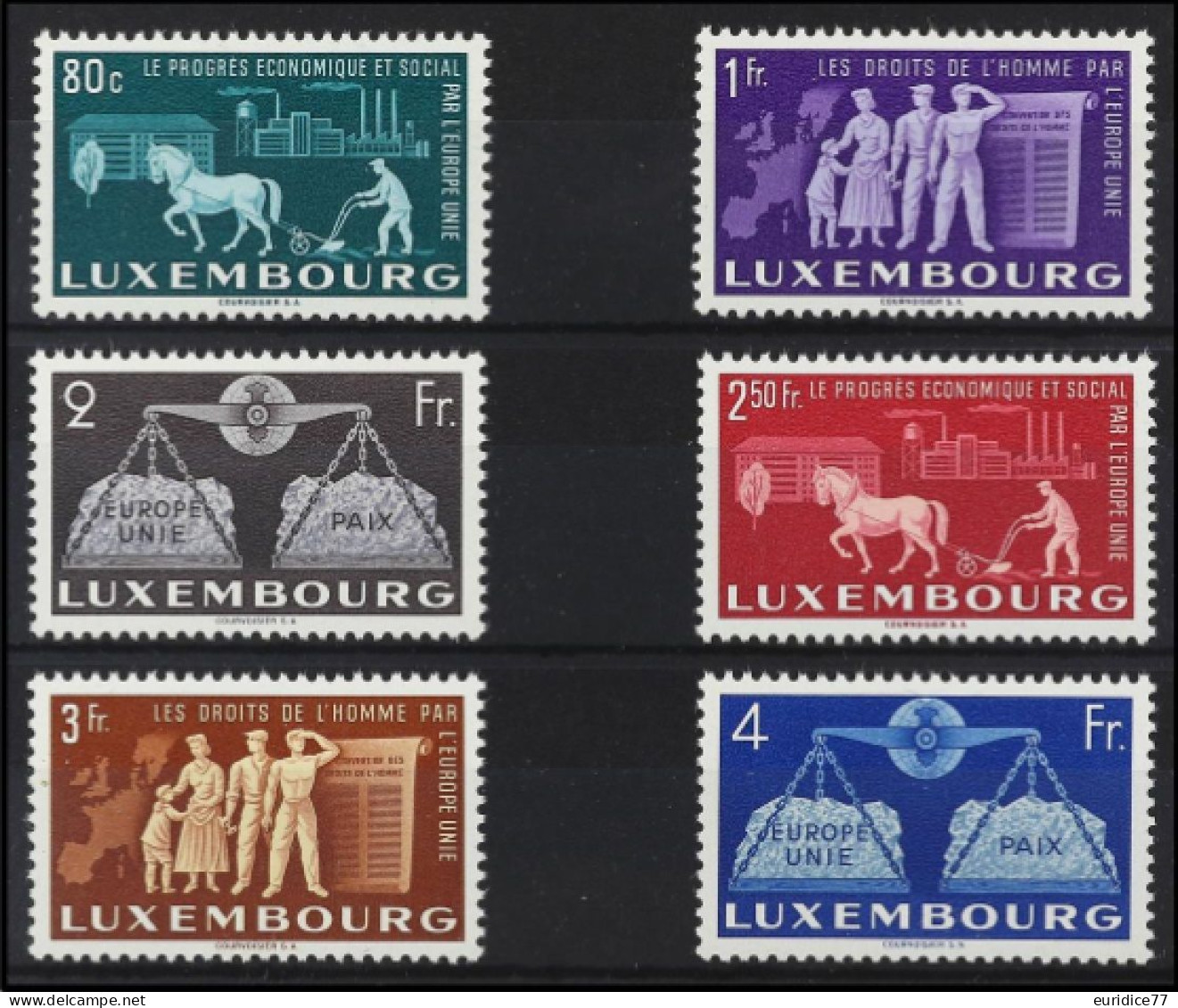 Luxembourg 1951 - Yv. 443/448 Mnh** Cote 250€ - Unused Stamps