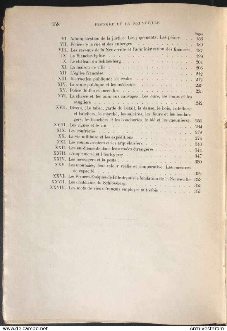 Histoire De La Neuveville Par Adolphe Gross Et Ch. L. Schnider, 1914 - 1901-1940
