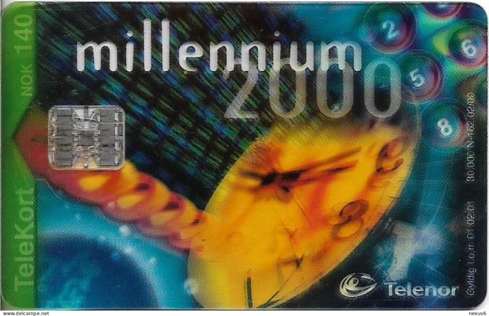 Norway - Telenor - Millennium 2000 (Transparent Card) - N-162 - 02.2000, 140U, 30.000ex, Used - Norvège