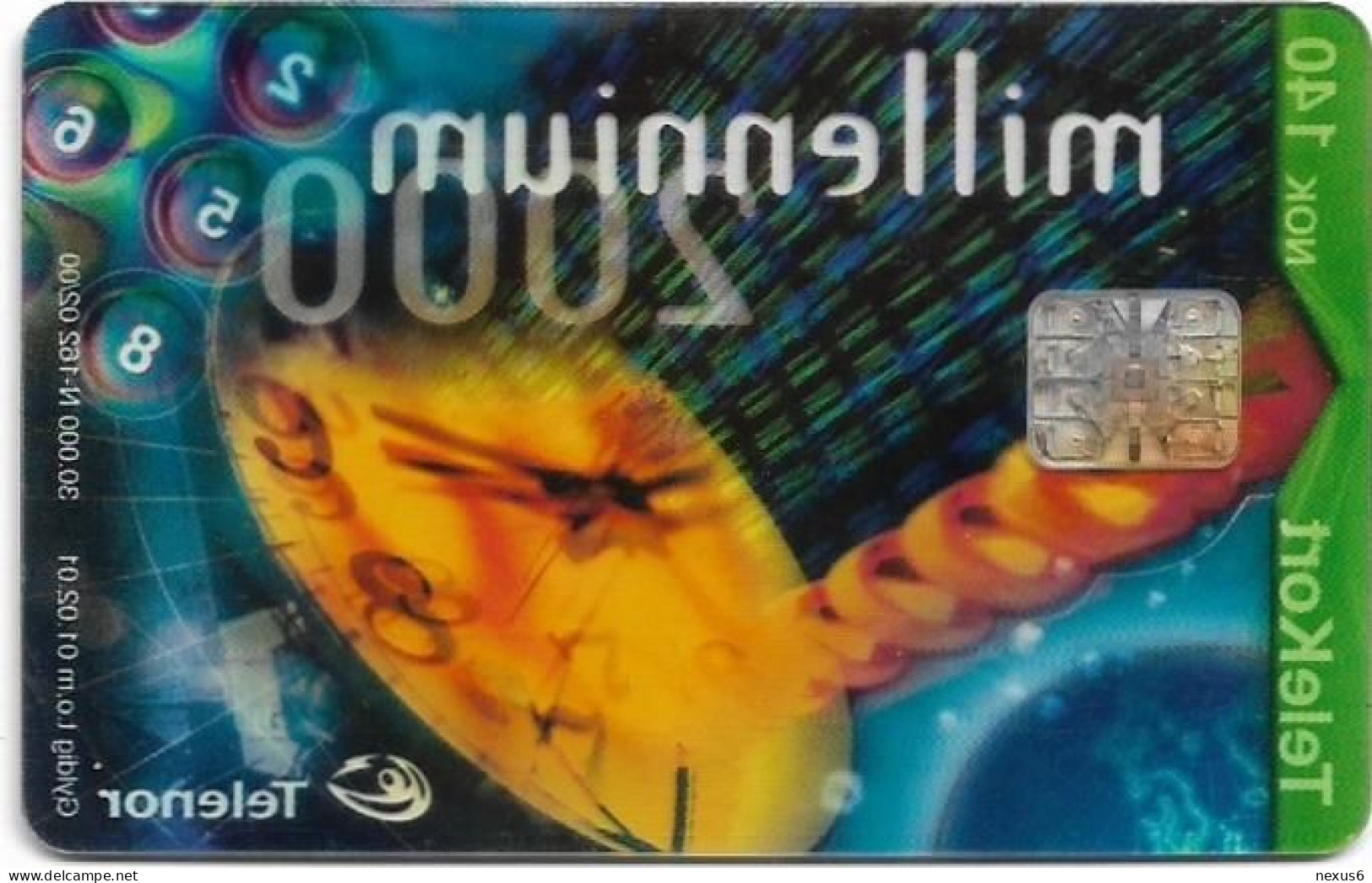 Norway - Telenor - Millennium 2000 (Transparent Card) - N-162 - 02.2000, 140U, 30.000ex, Used - Norwegen