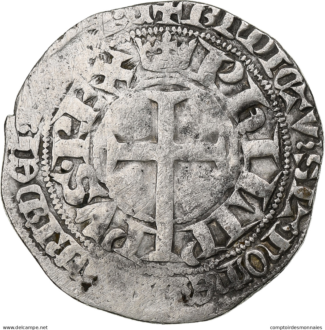 France, Philippe VI, Gros à La Queue, 1348-1350, Billon, TB+, Duplessy:265 - 1328-1350 Philipp VI.