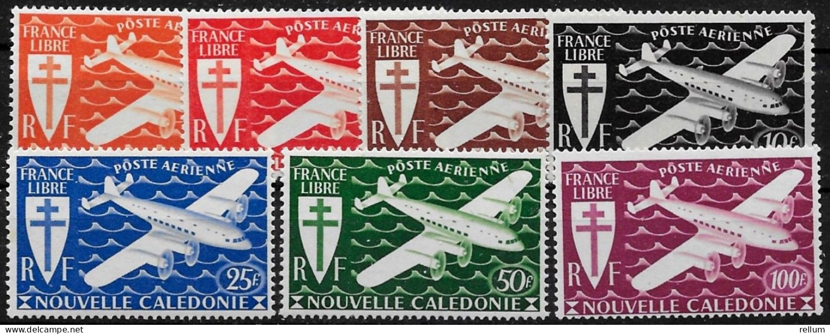 Nouvelle Calédonie 1942 - Yvert N° PA 46/52 - Michel N° 296/302 ** (+20%) - Unused Stamps