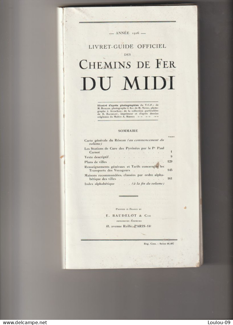 Chemins De Fer Du Midi-1926-(210pages)illustrations,photos,plans,cartes Etc. - 1901-1940